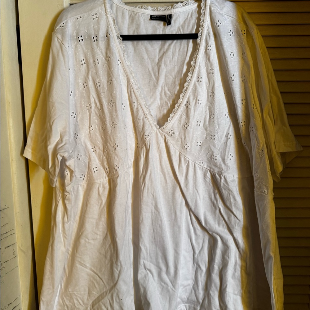 ASOS White Eyelet Short Sleeve Top